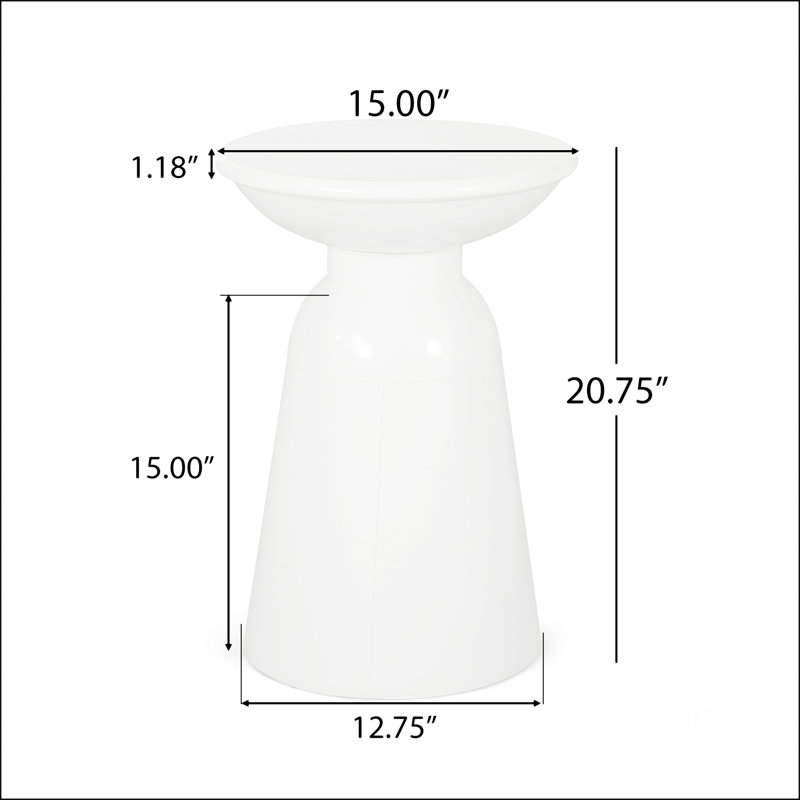Stylish Outdoor Metal End Table With Pedestal Base, Perfect For Modern Spaces And Durability, White