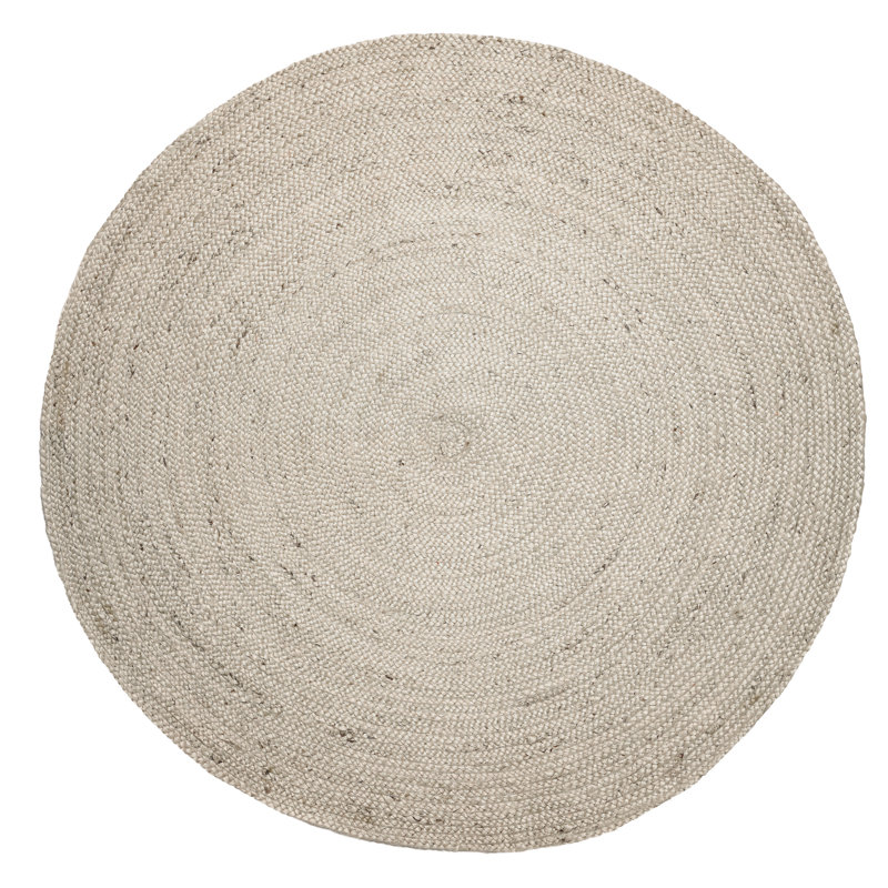 Tapis ivoire en jute tissé à la main Gage, Rond 8 pi