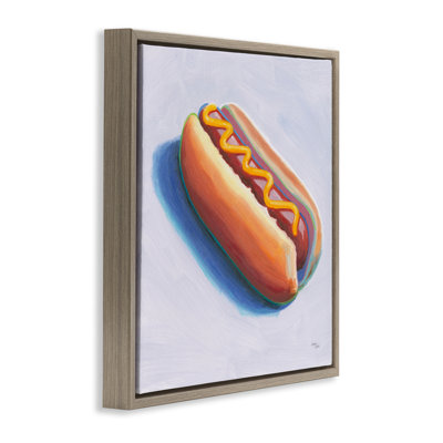 «Hot dog with moutard», art mural encadré sur toile flottante par Wellington Studio