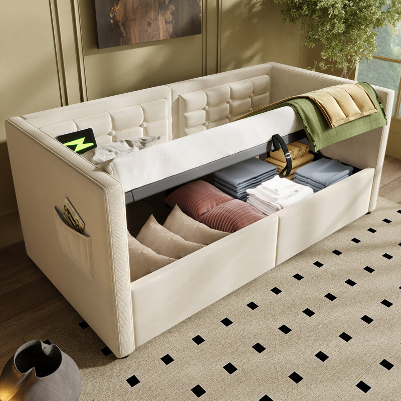 Upholstered  Daybed, Beige