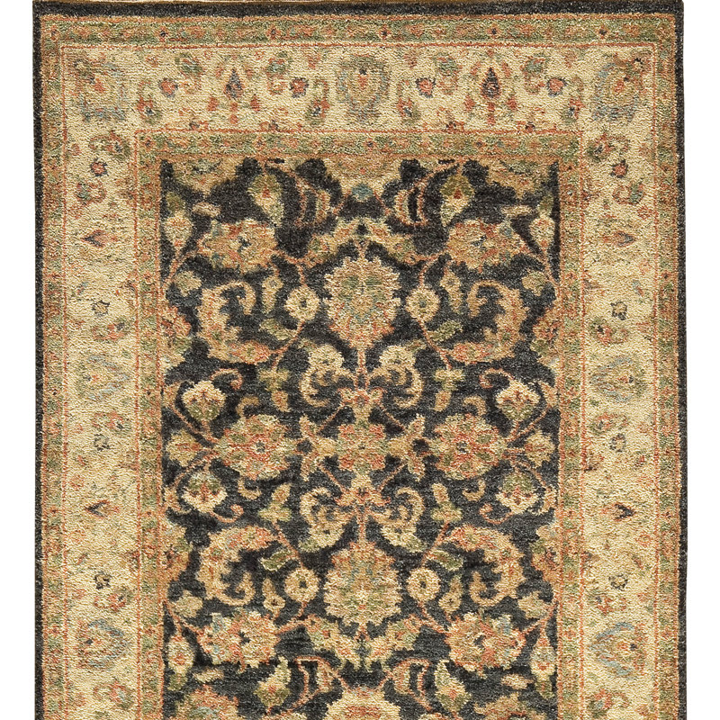 Hand Knotted Wool Oriental Area Rug in Beige/Brown/Black/Green, Runner 2'6" x 22'