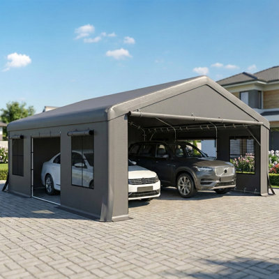 20' x 20' Heavy Duty Carport, Portable Garage with Doors, Windows