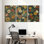 Plantes et fleurs, motif floral avec couleurs vives et feuilles détaillées, ensemble de 3 impressions murales sur toile