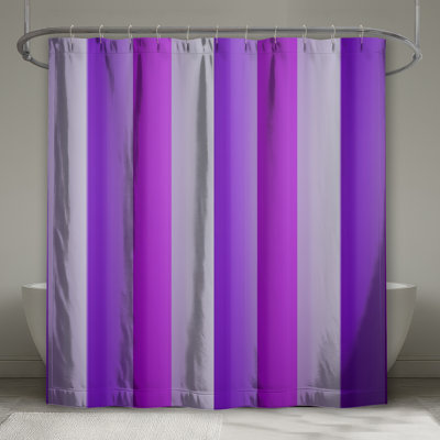 Rideaux de douche mauves à rayures verticales très longs