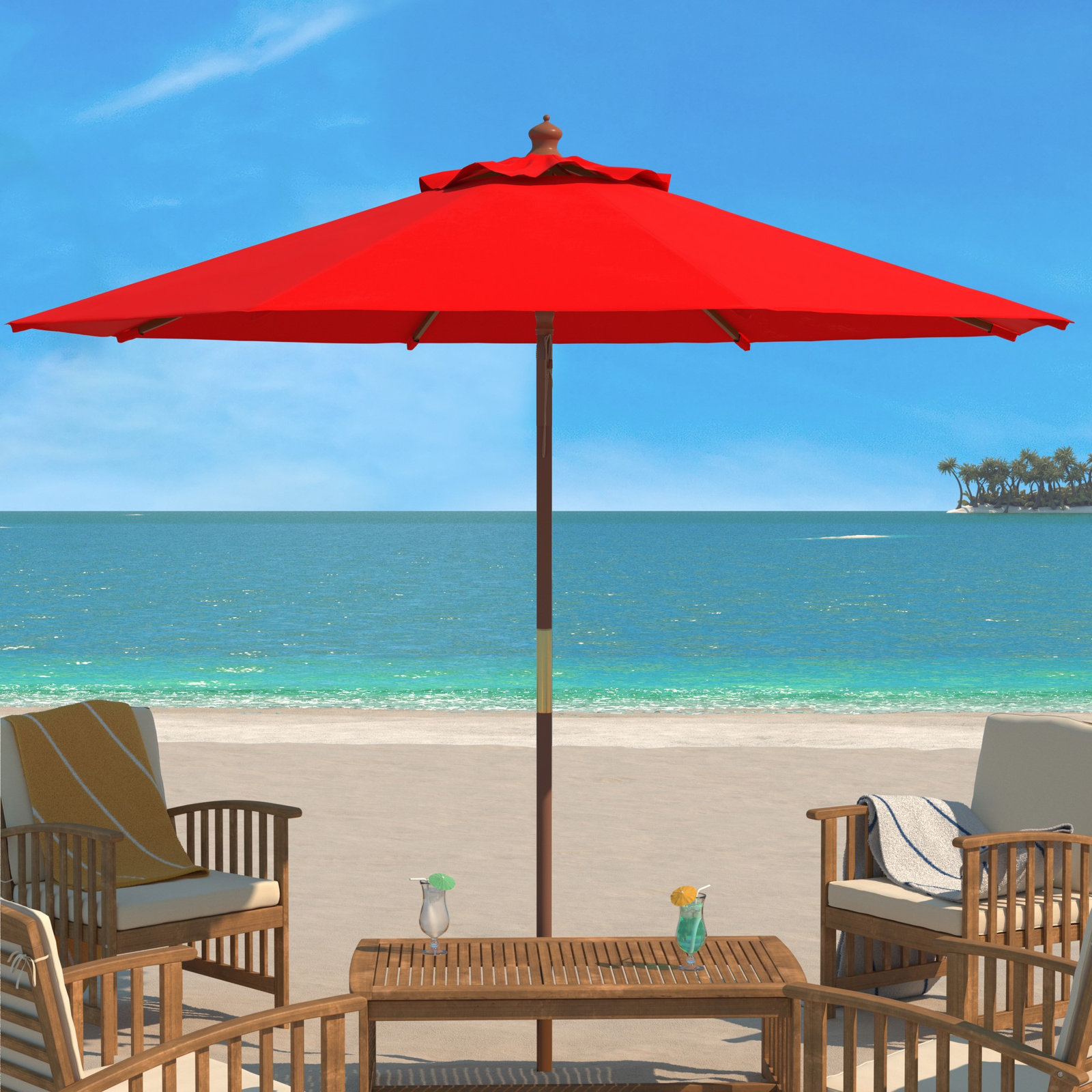 Ellarose 130'' Outdoor Umbrella, Red