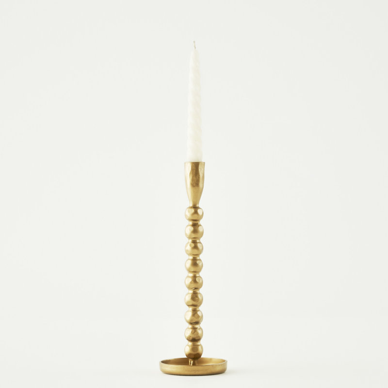 Sofya Gold Taper Candle Holder, 11" H x 2.75" W x 3.5" D