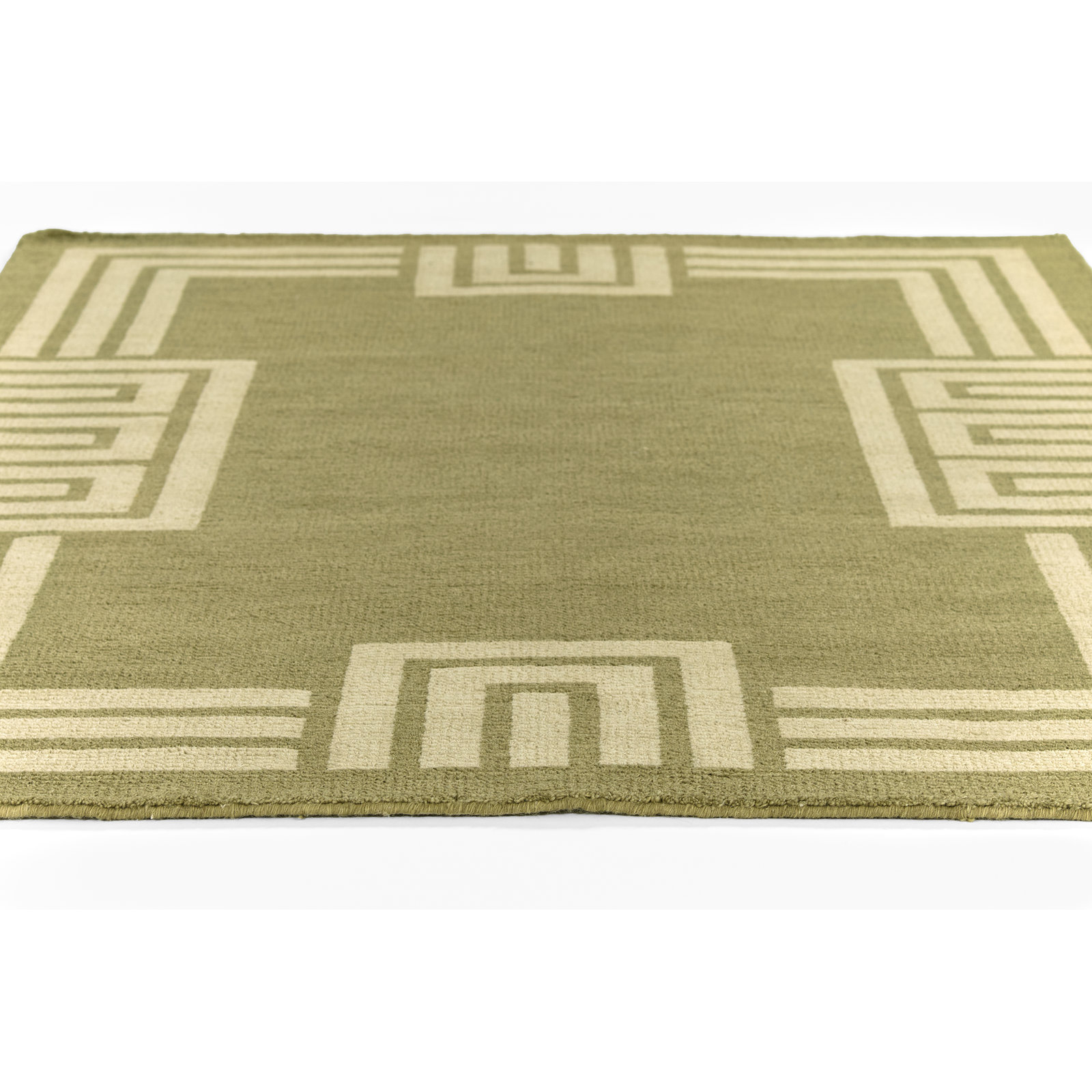 Theresa Green Hand-Woven Geometric Wool Rug, 8' X 10'