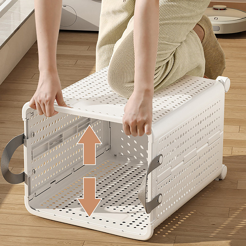 Plastic Rolling Laundry Hamper with Handles, Grey, 19.7" H x 14.8" W x 12.2" D