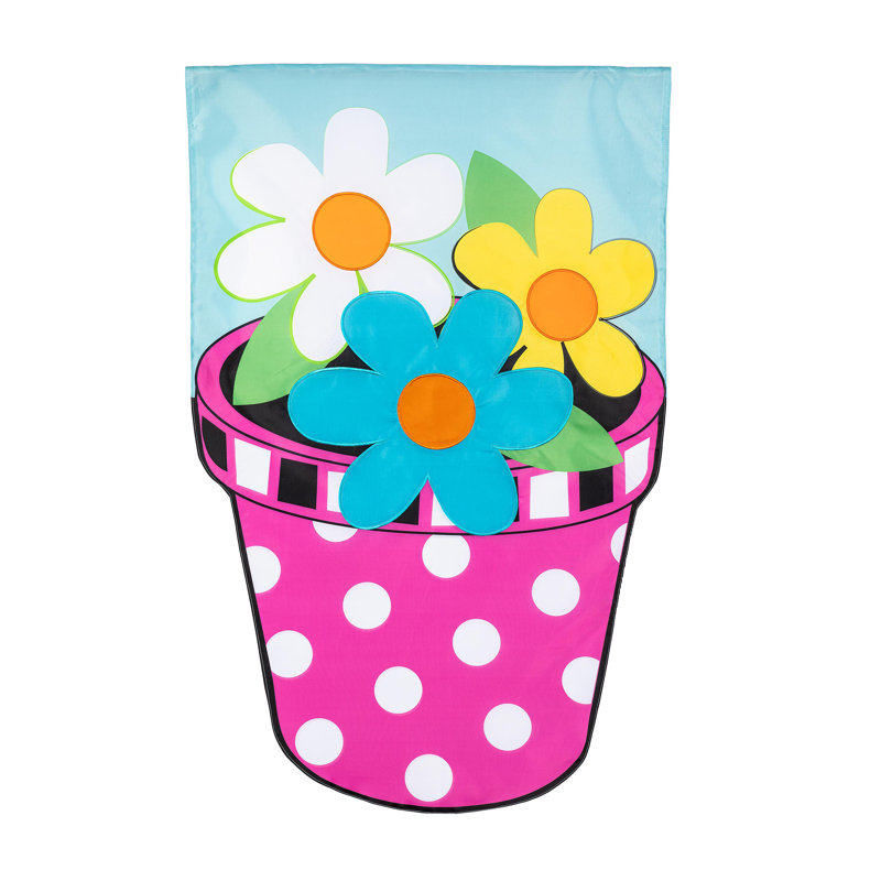 Pink Dot Flower Basic Applique House Flag