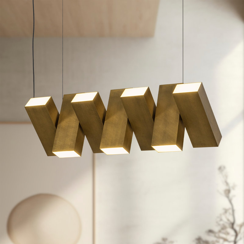 Luminaire suspendu linéaire 35 po Domino, Laiton, Laiton