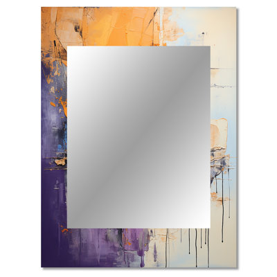 Collage Impressions V - Abstract Collages Large Wall Mirror, Yellow Decorative Mirror, Printed Metal Art