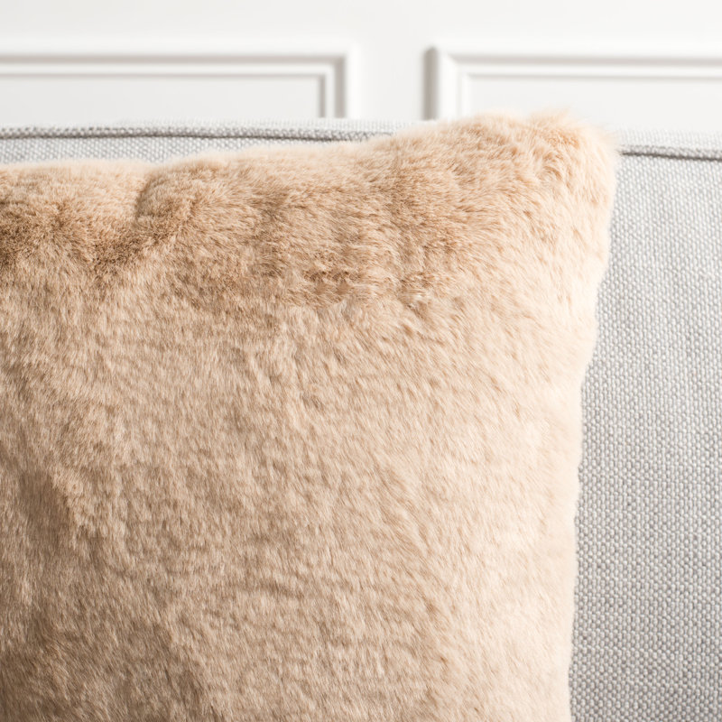 Faux Fur Throw Pillow, Brown, 21" x 21"