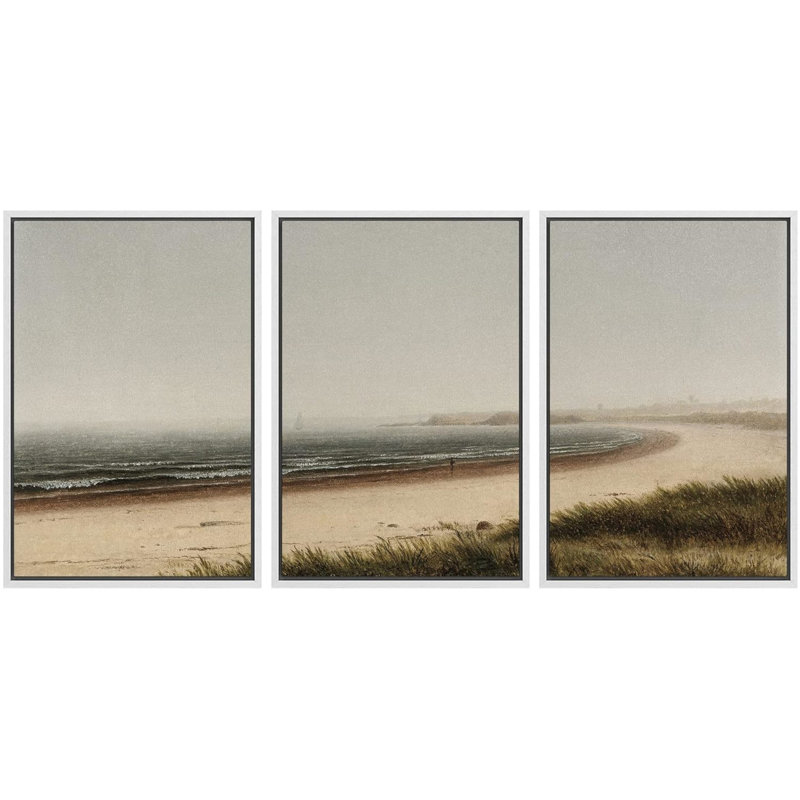 Coastal Beach Misty Beach Horizon 3 pièces, H 36 po x l 24 po x P 1,5 po, Blanc