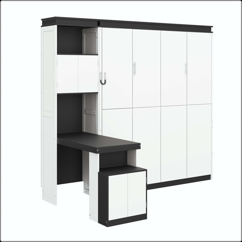 Lit escamotable double avec bureau et rangement
