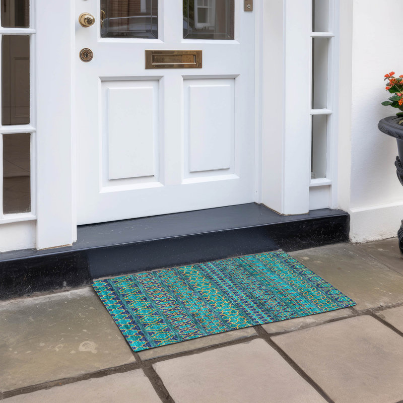 Tapis marocain en polyester tissé à la machine avec envers antidérapant Juli , Rectangle 2 pi 6 po x 3 pi 10 po