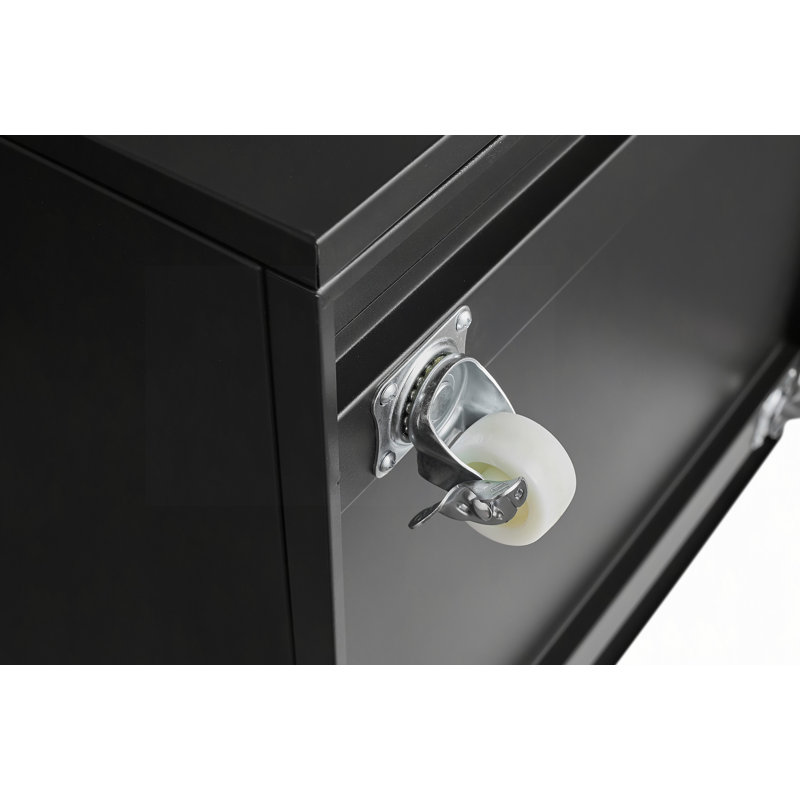 Metal Double-Door Printer Cabinet With 360° Lockable Casters, Adjustable Shelves, Waterproof Storage Cabinet For Office / Home / Garage