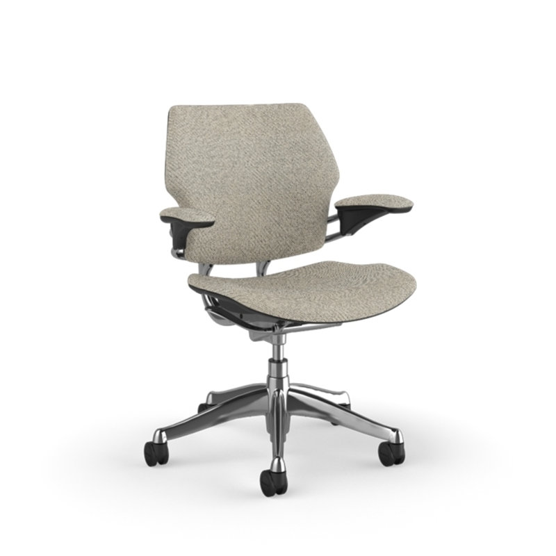 Freedom Ergonomic Task Chair - Coda, Polished Aluminum with Graphite Trim, Standard Duron Arms with Textile, Pearl - 0100