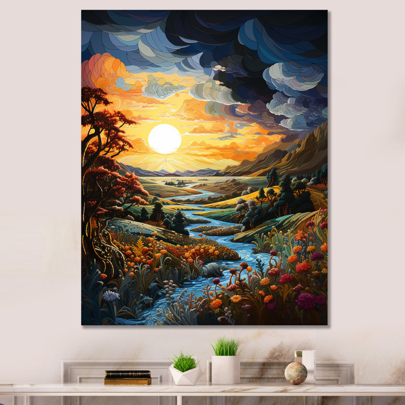 " Storms Sunrise Landscape III ", 40" H x 30" W x 1.5" D, Wrapped Canvas
