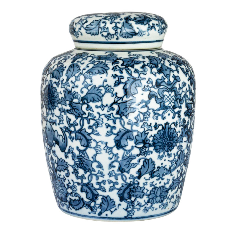 Pot en céramique bleu / blanc Chadwicks, H 8,25 po x l 6,25 po x P 6,25 po