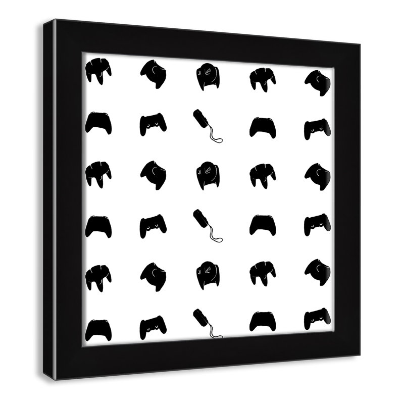 Imprimé papier à motif de joueur, H 14 po x l 14 po x P 0,63 po, Cadre noir