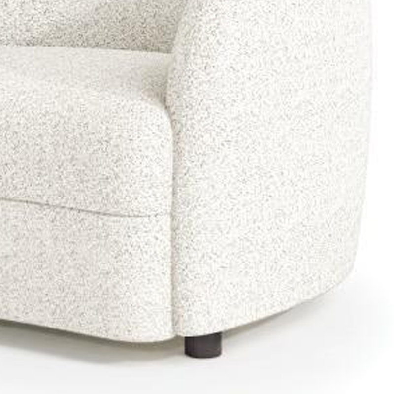 Srey Accent Chair, Plush White Boucle, Tuxedo Style Curved Backrest