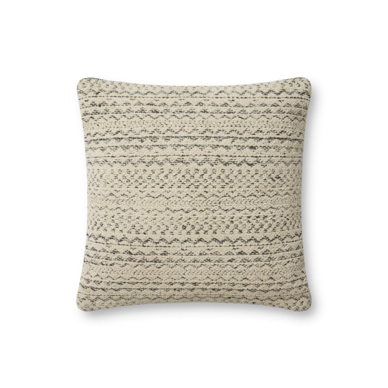 Charcoal Ivory 18" Round Cotton Polyester Throw Pillow
