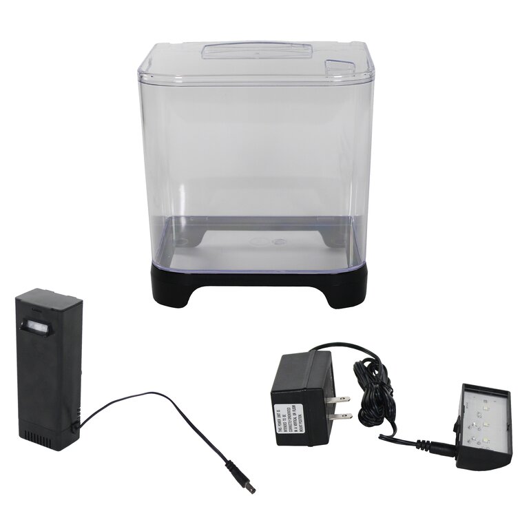 PENN-PLAX NuWave Betta Fish Tank Kit with LED Light and Internal Filter –  Black – 1.5 Gallon