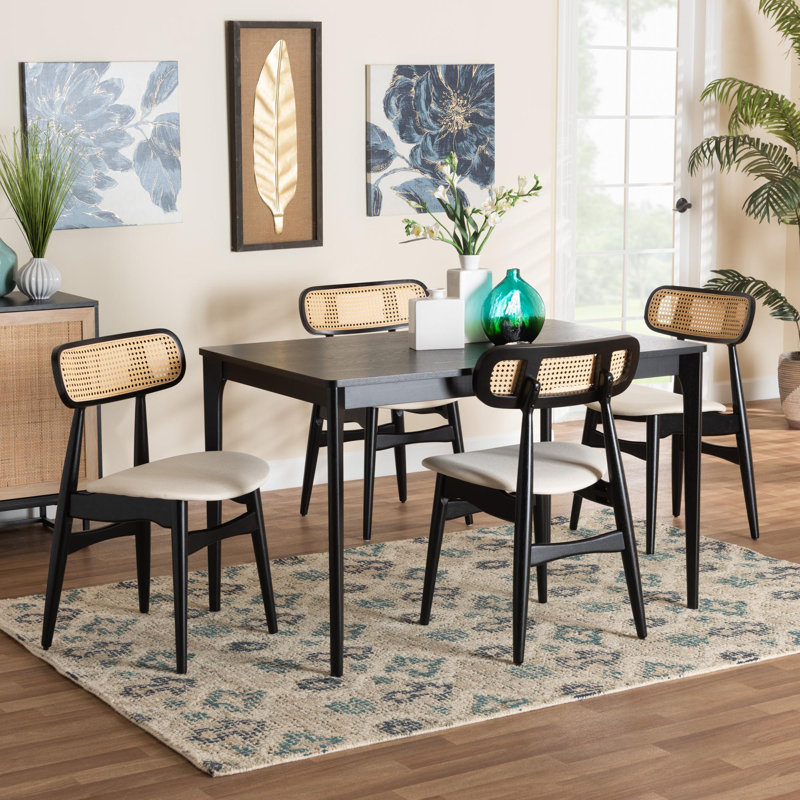 Ensemble repas pour 4 personnes Bianey, Noir, Crème