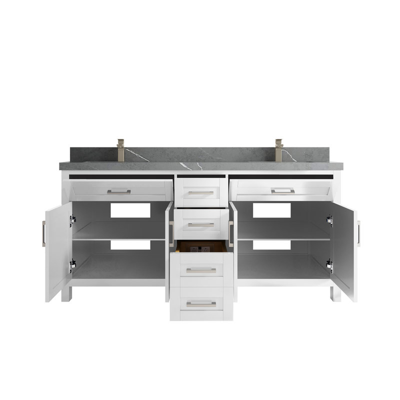 Ensemble de meuble-lavabo double 72 po Cambridge, Gris Piatra