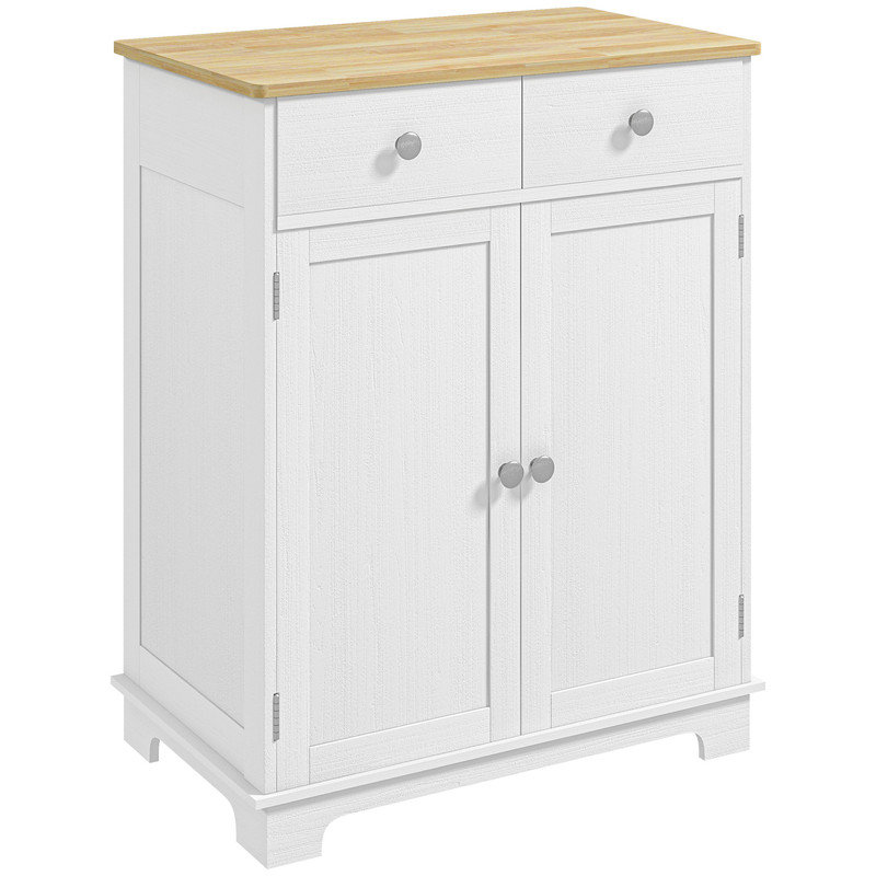Armoire de rangement moderne 26,8 "à deux tons avec comptoir en bois massif et 2 tiroirs 2 portes pour la cuisine, la salle à manger et le salon