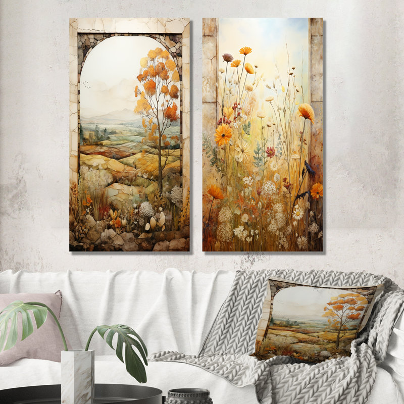 Ensemble de salon vert et jaune Meadow, H 28 po x l 24 po
