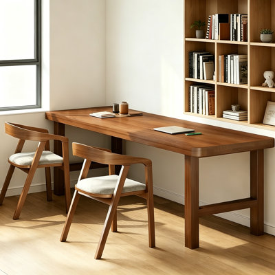 Simple And Versatile Solid Wood Brown Pine Desk