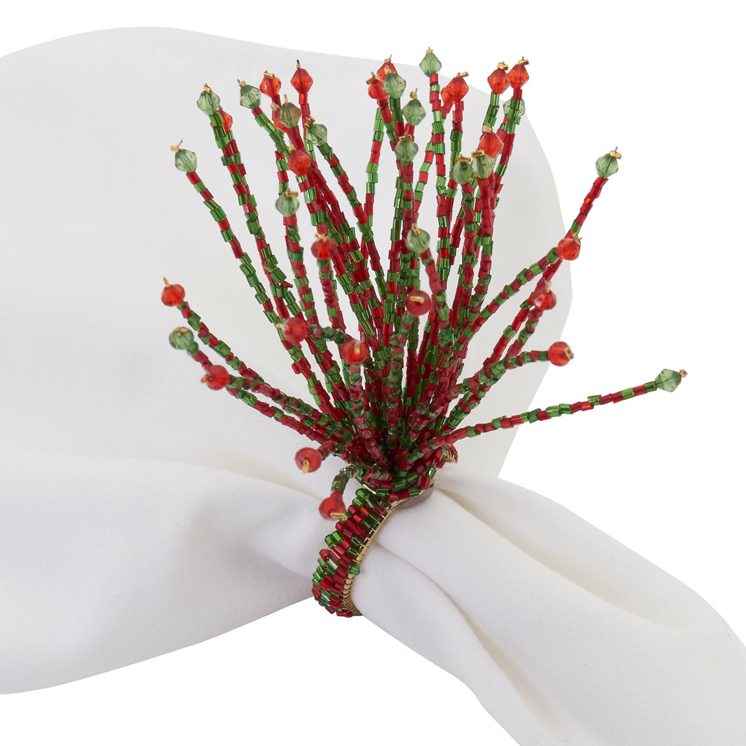 Burst Design Beaded Napkin Ring (Set of 4) House of Hampton® 