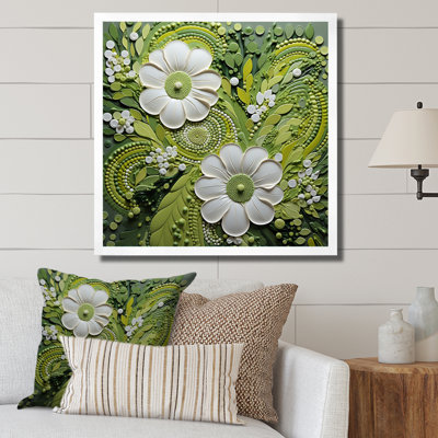 " Light Green Ferns Plant Whimsical Spirals II "