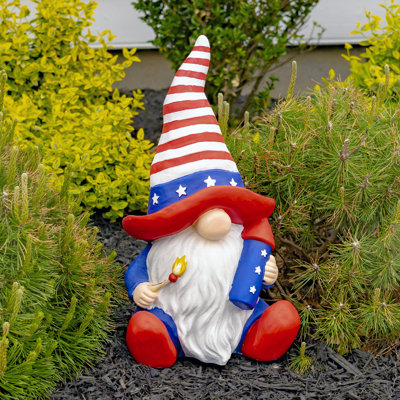 Magnesium Garden Gnome Holding Firework Rocket "The Americanos"