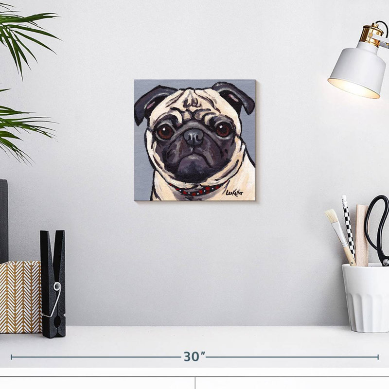 Brampt Pug On Gray, 10" H x 10" W
