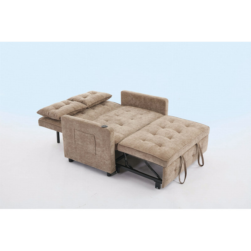 Versatile Pull Out Chair Bed with Adjustable Backrest and USB Charging, Perfect for Small Spaces and Multi-Function Use