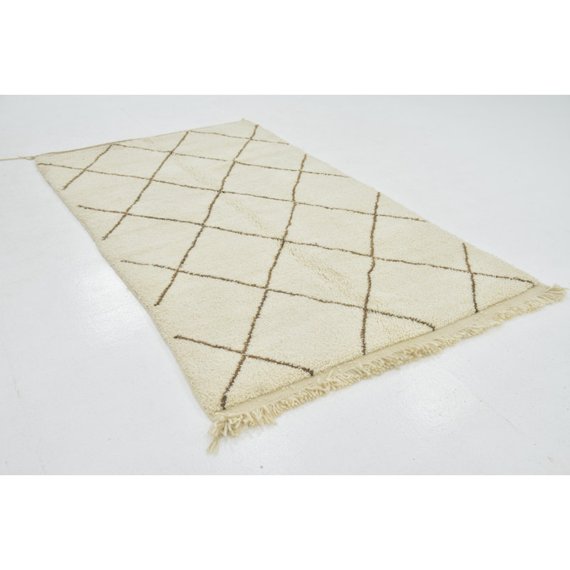 Tapis de zone en laine 4 pi 9 po x 8 pi 3 po one-of-kind-noué la ivoire Ilfracombe