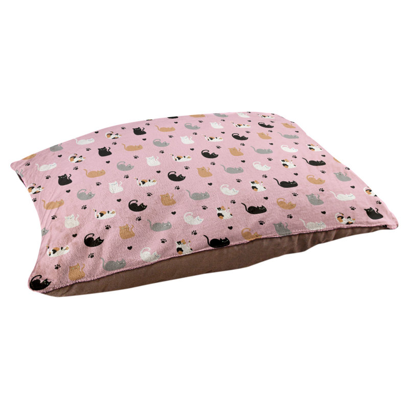 Coussin pour chien Byrge, Grand (H 14 po x l 42,5 po x P 32,5 po), Rose pâle et noir