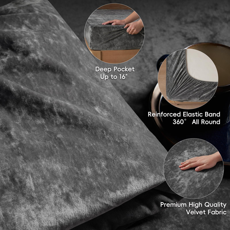 PHF Truly Velvet Fitted Sheet, Luxury Super Soft Cozy Fuzzy Fleece Bottom Sheet, Deep Pocket Up to 16",Strenghth Elastic Band, Suitable for Fall Winter Spring,No Pillowcases