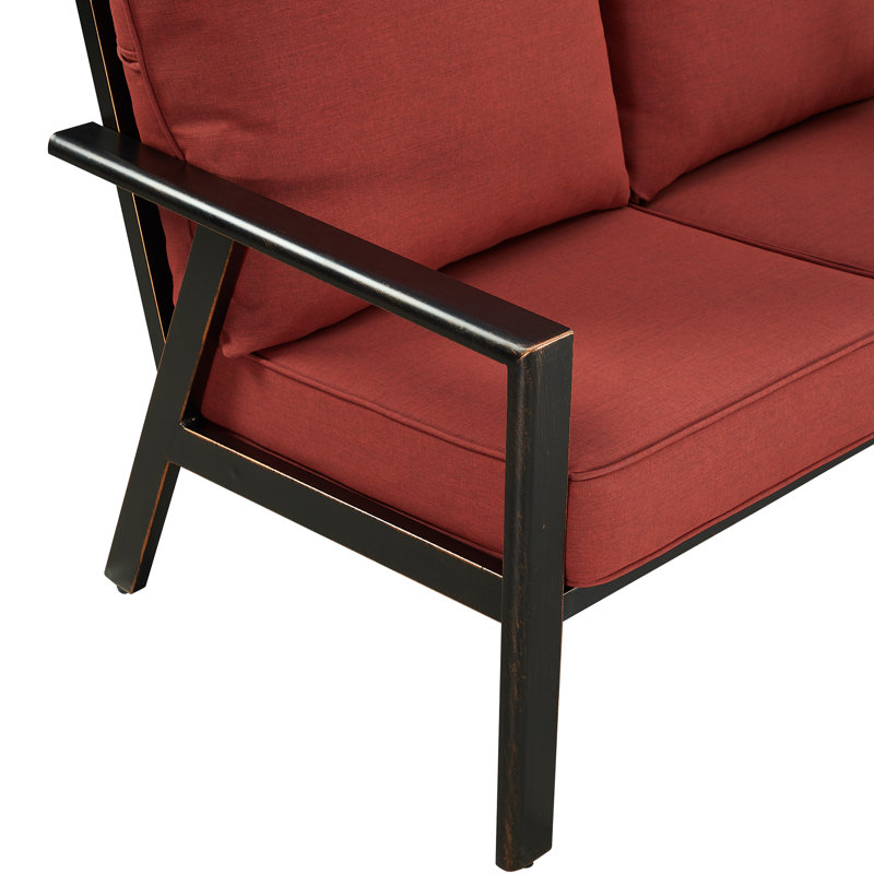 53.15'' Wide Straight Aluminum Loveseat with Cushions, Red