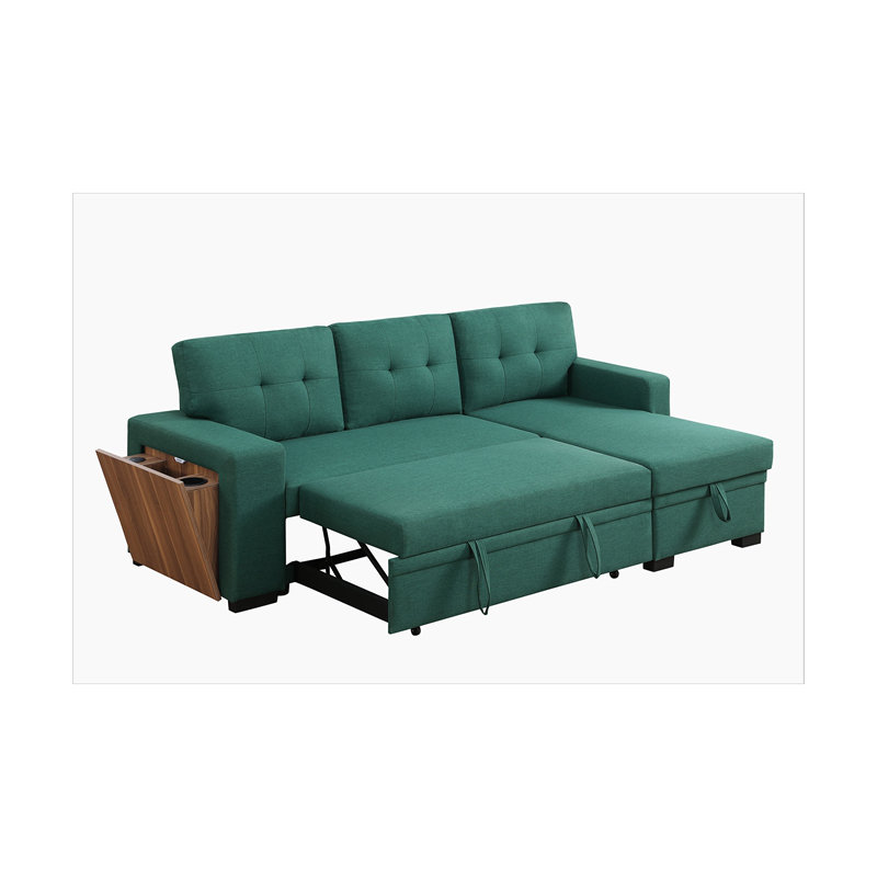 Canapé modulaire 3 pièces rembourré, Lin vert