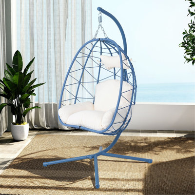 Chaise de hamac suspendue en osier avec support et lavable