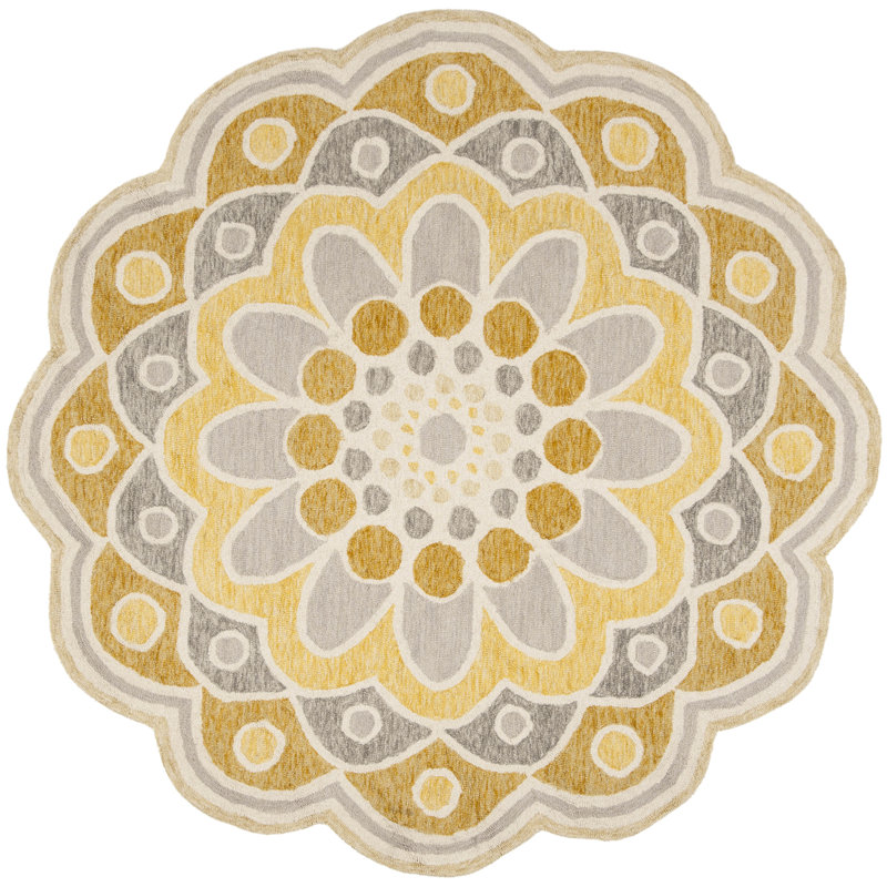 Lynd Novelty Hand Tufted Wool Geometric Rug, Round 3'