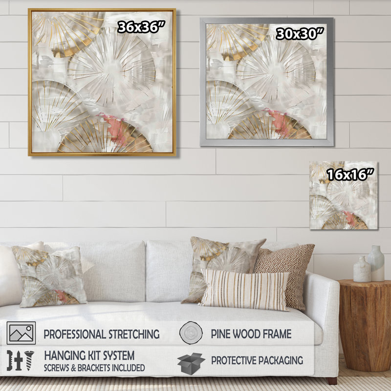 Beige boho bohémien mandala spirale III - Boho mosaïque murale, Cadre flottant doré, H 36 po x l 36 po