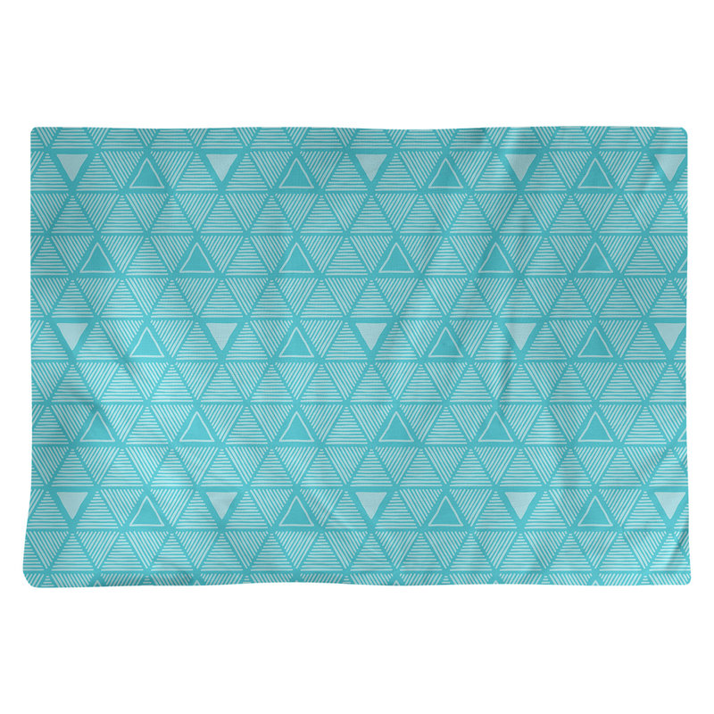 Napperon de 18 po en coton dessiné à la main triangle, Bleu clair, polyester