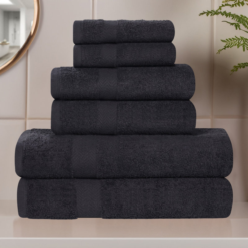 Ensemble de serviettes 6 pièces Franklin, Noir, 6 Pieces Towel Set