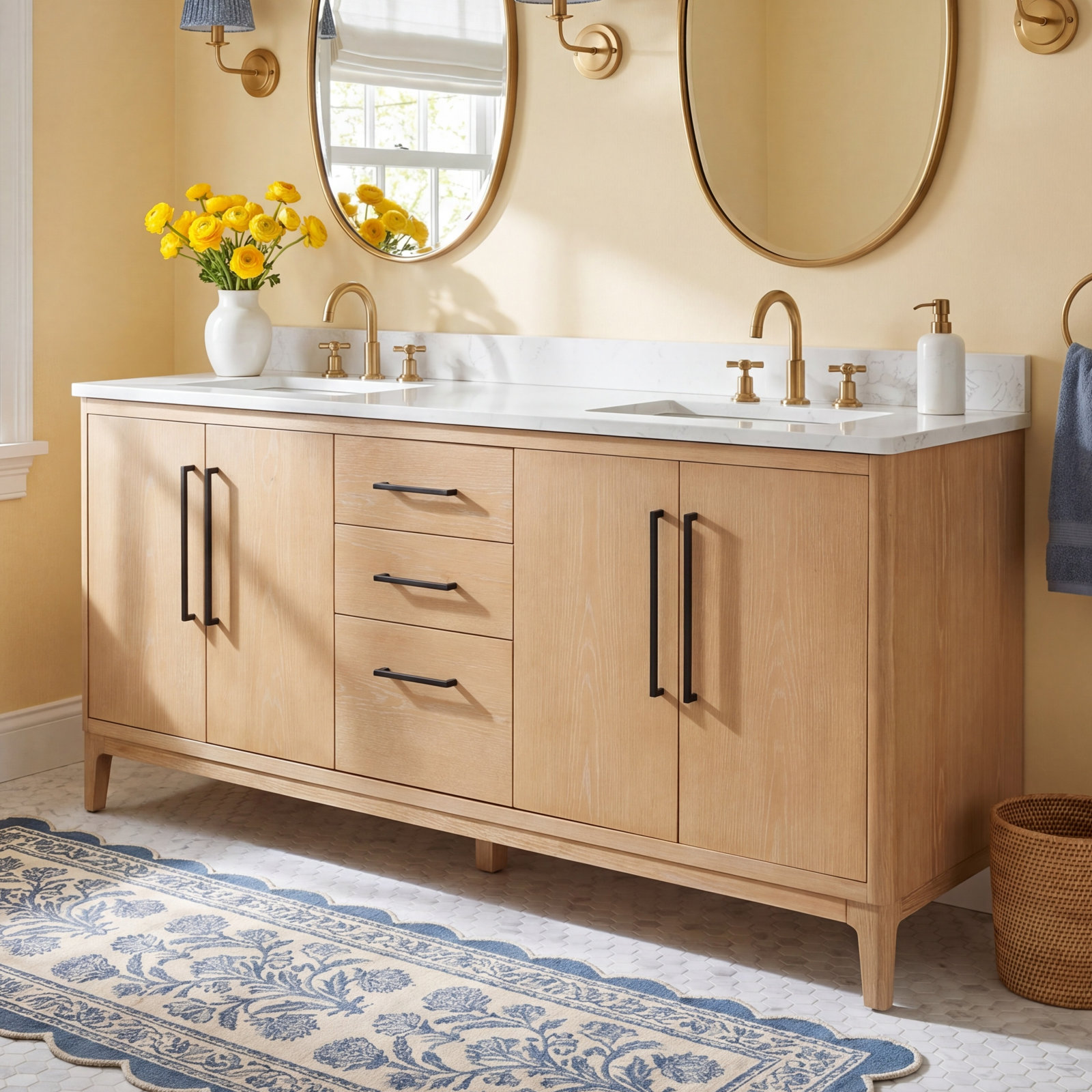 Langosta 72" Double Bathroom Vanity, Washed Ash Gray