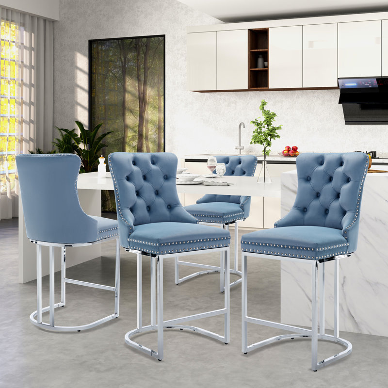Tabouret de bar 26 po Katrisha, 4, Bleu