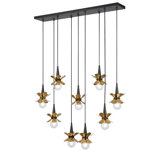 Portinatx 9-Light Linear Chandelier in Satin Black with Hammered Gold by Breegan Jane